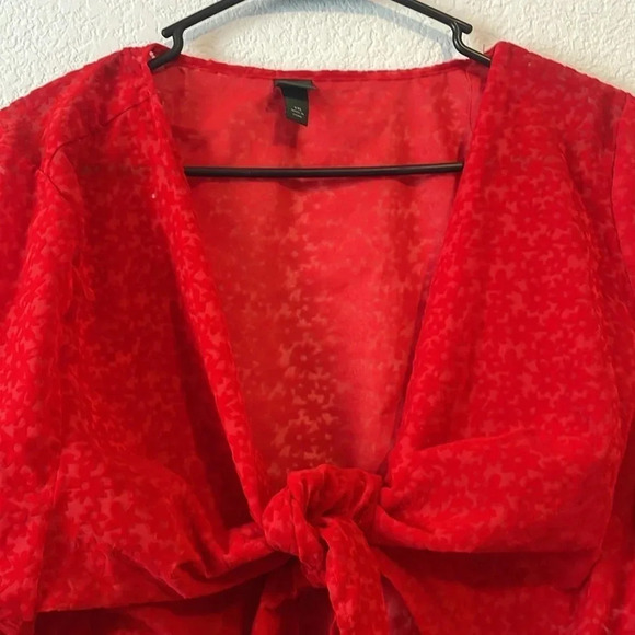 Red Bell sleeve tie crop top XXL Wild Fable - Picture 3 of 7